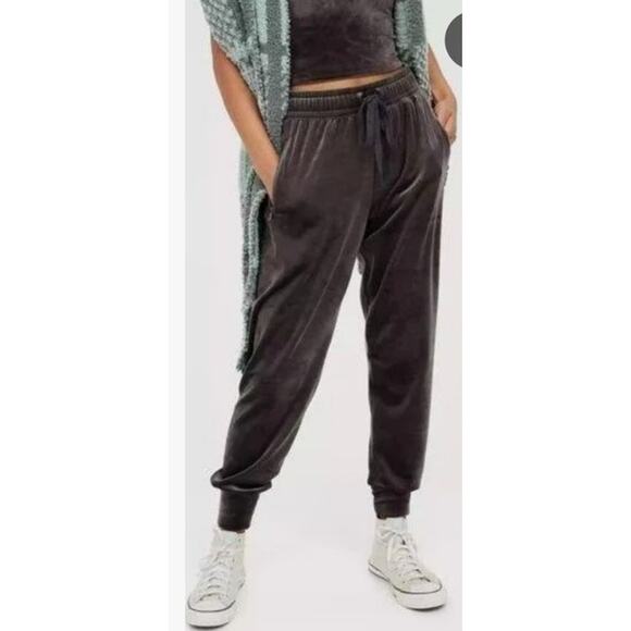 Offline by Aerie Women Small Gray After Party Velour Jogger Track Sweatpants - Picture 1 of 7